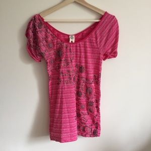 FREE PEOPLE Vintage Pink Floral Tee